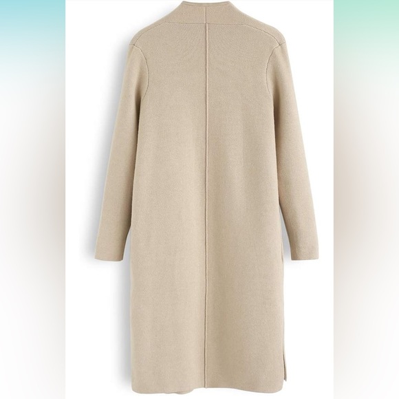 Light Tan Open Front Cardigan Coat - Picture 2 of 6